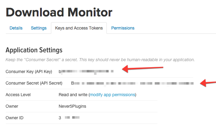 Your Twitter App API keys