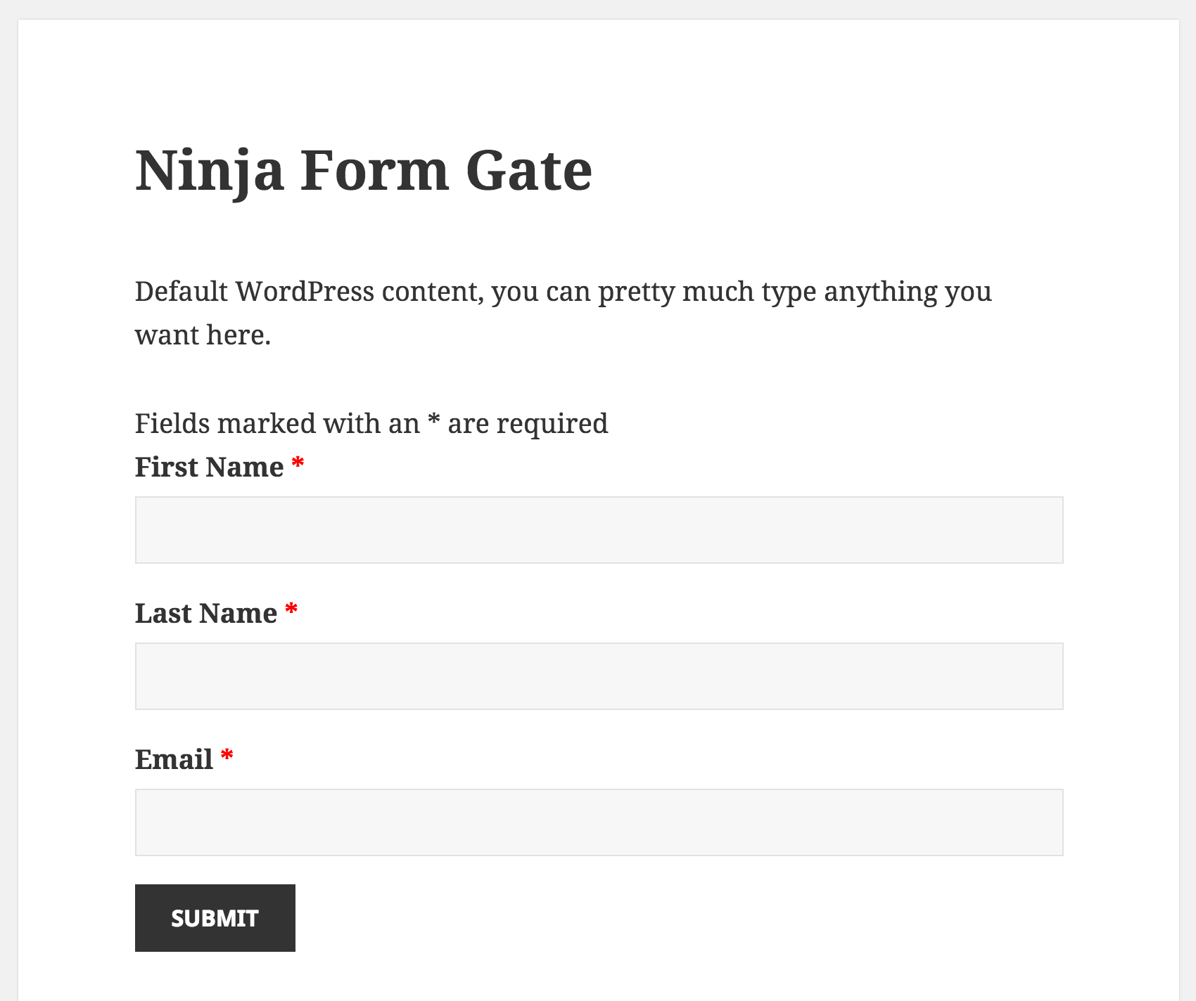 Example display of your form