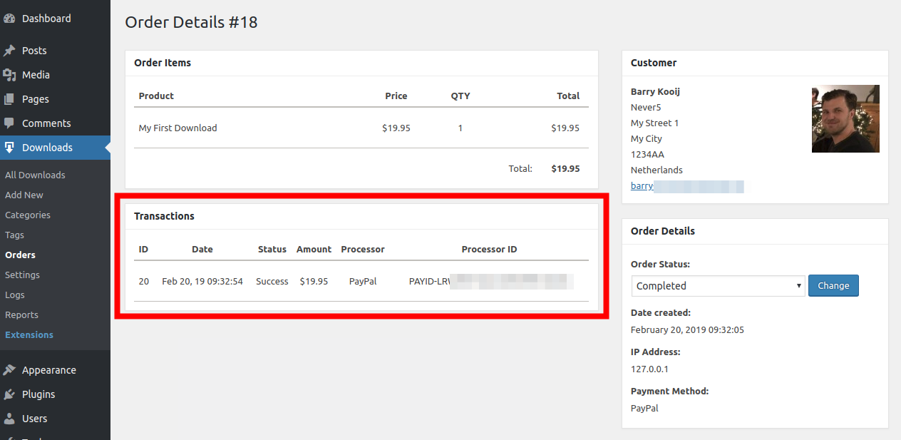 Download Monitor Order Transactions Download Monitor