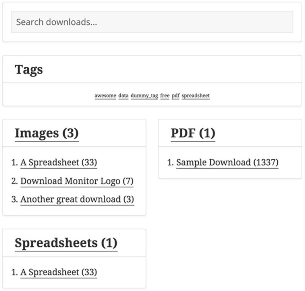A Downloads Page powered by Download Monitor