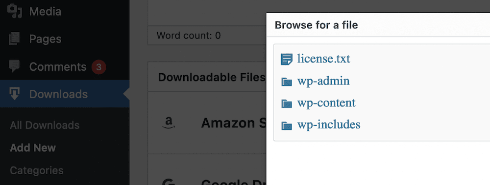 Browsing your files using Download Monitor.