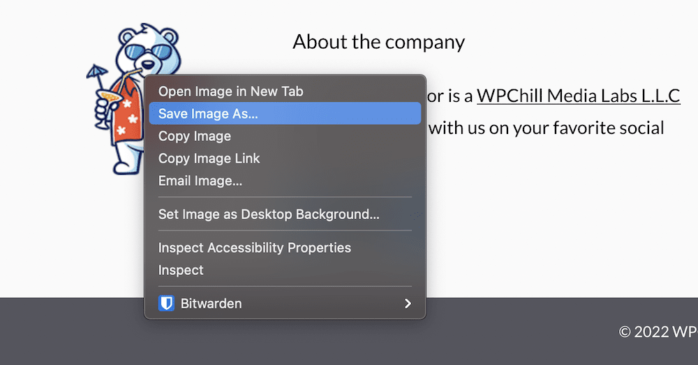A right-click context menu for images.