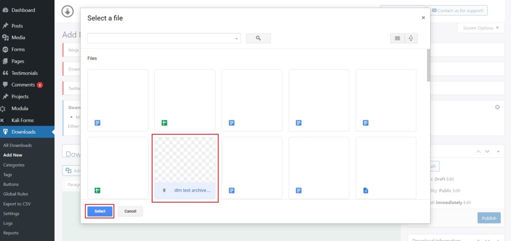 Select Google Drive file