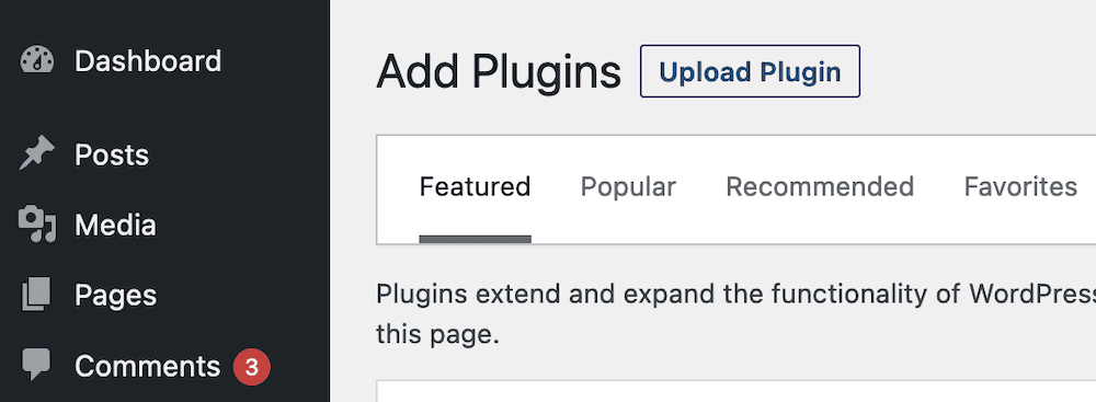 The Upload Plugin button.