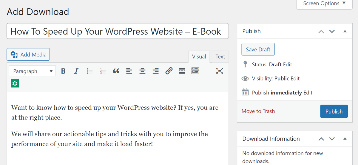 Add Download file to website