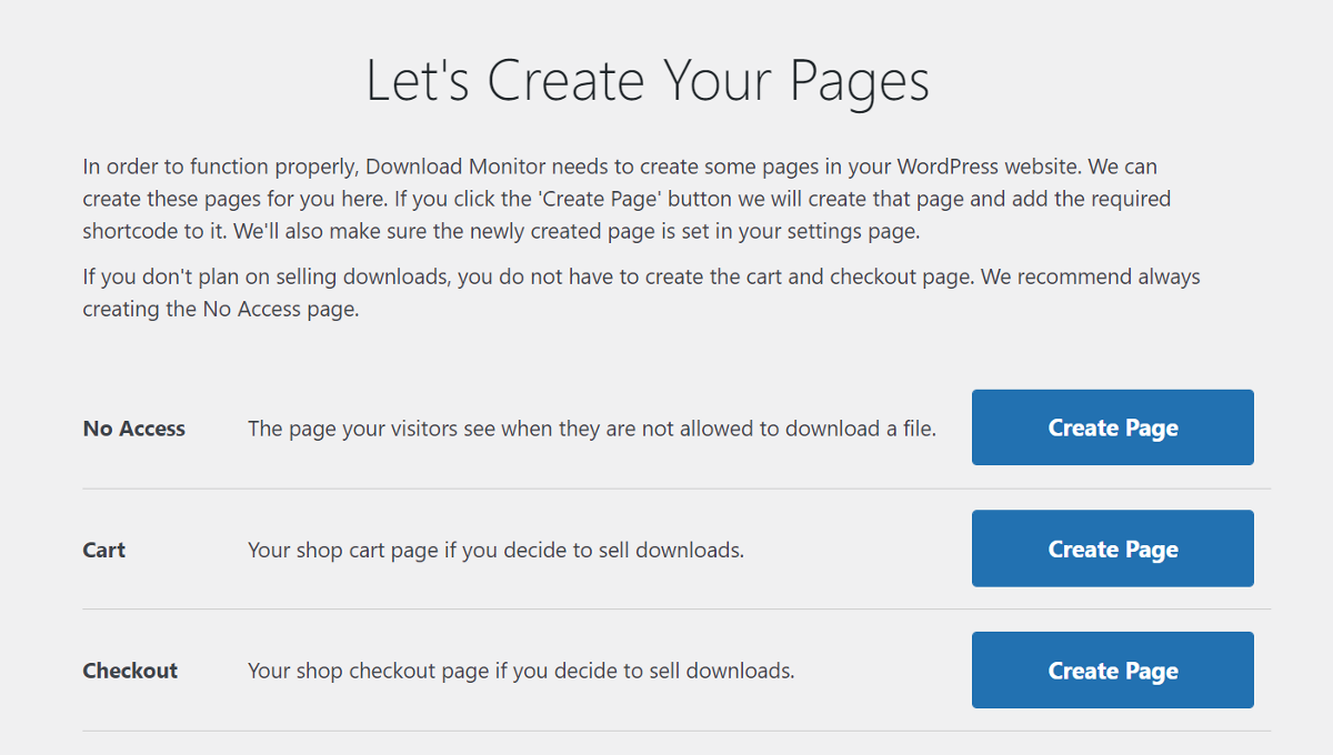 create Download Monitor pages
