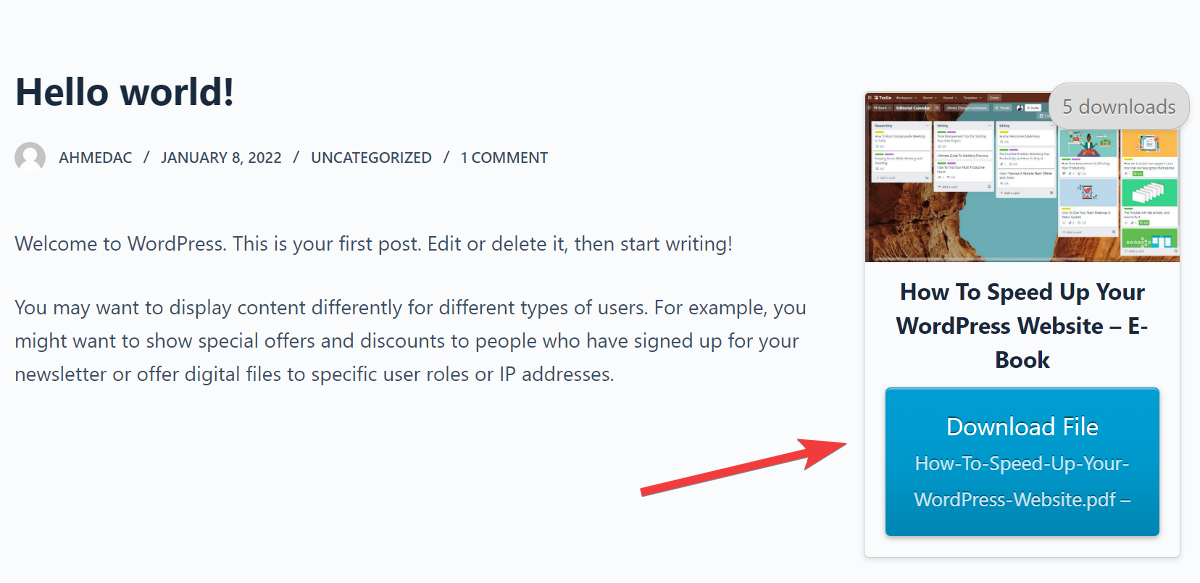display Downloads on website