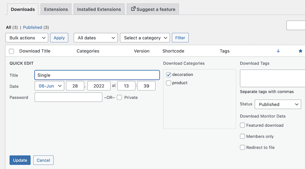 Adding a password to the Quick Edit screen within WordPress.