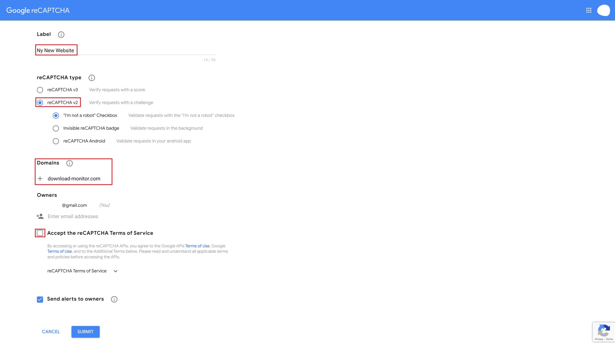Set up Google reCaptcha